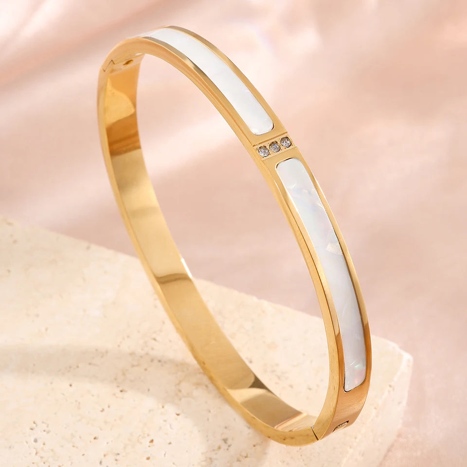 5pcs/Set Minimalist Elegant Luxury Sparkling Bangle Bracelets High-End Titanium Steel Bracelets For Women
