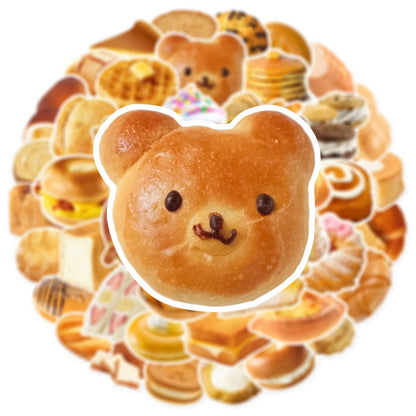 10/25/50pcs Bread Cakes Stickers Foods for DIY Party Decor Stationery Suitcase Water Bottle Phone Laptop Suitcase Scrapbooking