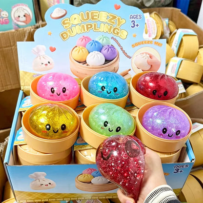 Glitter dumpling squishies Glitter Dumpling Squishy with Box Dumplings Sensory Dumpling Pressure Toy for Stress Relief