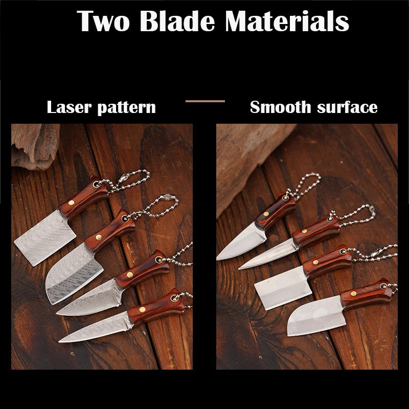 Portable Mini Knife Brass Wood Unboxing Hollow Blade EDC Fixed Blade Leather Cover Cutter Outdoor Surivival Tools Gift