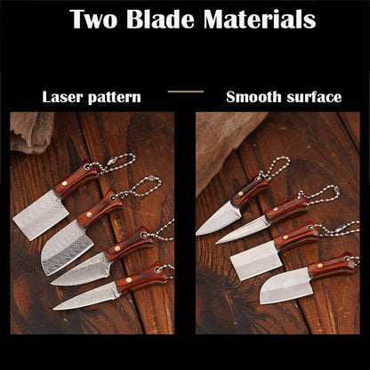 Portable Mini Knife Brass Wood Unboxing Hollow Blade EDC Fixed Blade Leather Cover Cutter Outdoor Surivival Tools Gift