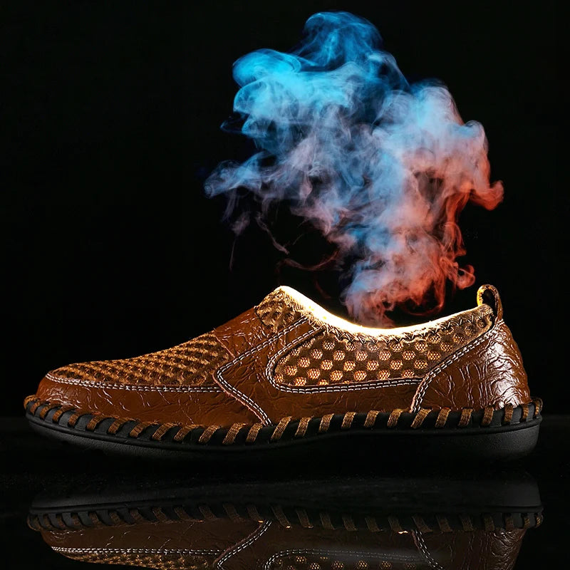 CLOHOO Hand-Sewn Casual Mesh Men's Shoes Comfortable Breathable Upper Fabric Durable Stitching Lightweight Footwear