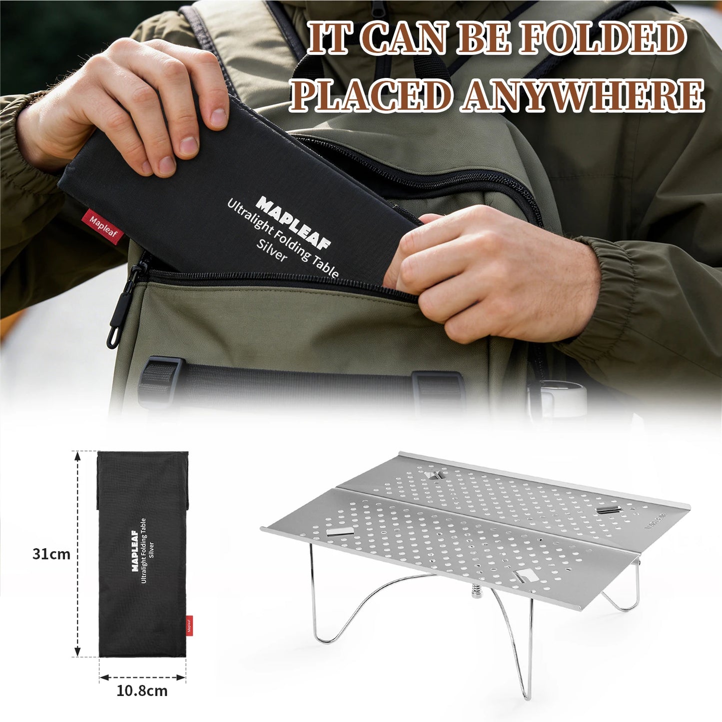 MAPLEAF Camping Mini Table Ultralight High Load 15kg Easy Clean Fishing Table Outdoor Portable Folding Hiking Desk Picnic Table