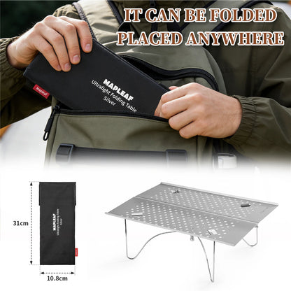 MAPLEAF Camping Mini Table Ultralight High Load 15kg Easy Clean Fishing Table Outdoor Portable Folding Hiking Desk Picnic Table