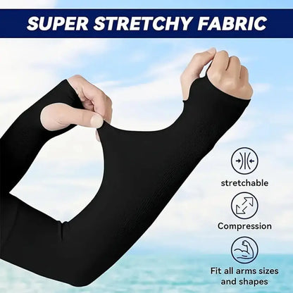 2 Pcs (1 Pair) Women's Ice Silky Fiber Fabric Arm Sleeves, Cooling Arm Covers for Running, Fishing, Cycling