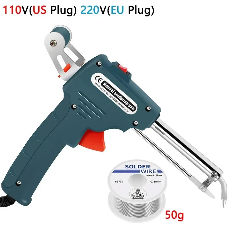 60W DIY electric soldering iron tin gun portable soldering gun maintenance power tool automatic tin feeding US/Eu Plug