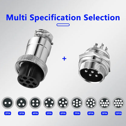 5pcs GX16 2/3/4/5/6/7/8/9/10Pin 16MM Male Female Circular Aviation Connector Plug Socket Screw Panel Mount Connector