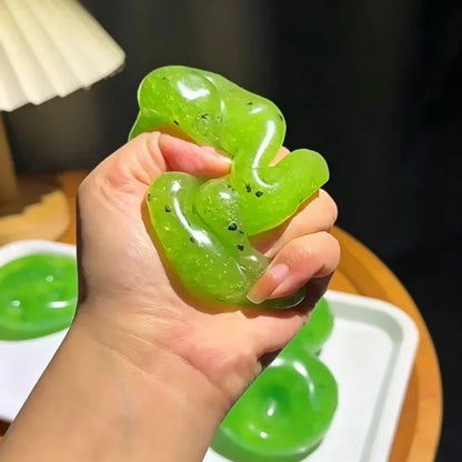 Passion Fruit Vaseline Filling Squeeze Ball, Yellow TPR Squishy Fidget Toy with Black Seeds, Crinkling Sound Ice‑Slush Texture