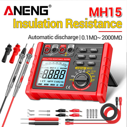 ANENG MH15 Digital Megohmmeter 1000V High Voltage Insulation Test 2000MΩ High Resistance Measurement Electrical Testing Artifact