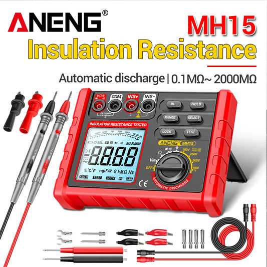 ANENG MH15 Digital Megohmmeter 1000V High Voltage Insulation Test 2000MΩ High Resistance Measurement Electrical Testing Artifact