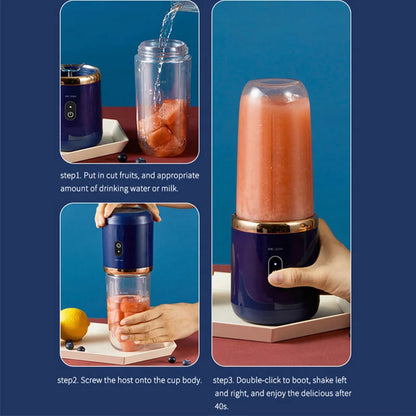 New Double Cup Portable Blender 6 Blades USB Rechargeable Mini Juicer Machine Multifunctional Fruit Juice Mixing Cup for Home Tr