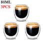 2-6PCS 80ml Double-layer Insulated Glass Cup High Borosilicate Glass Coffee Milk Mug Tea Cup Restaurant Household Drinkware Gift