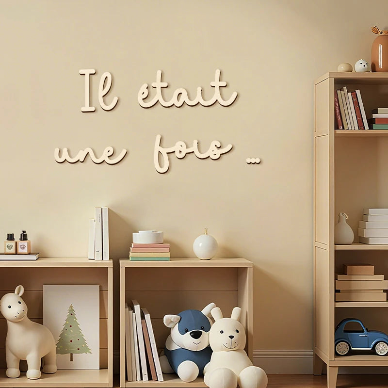 Once Upon A Time Sign Wooden Wall Sticker Wood Wall Stickers Wall Decor Wood Lettering for Reading Nook or Room Decoration