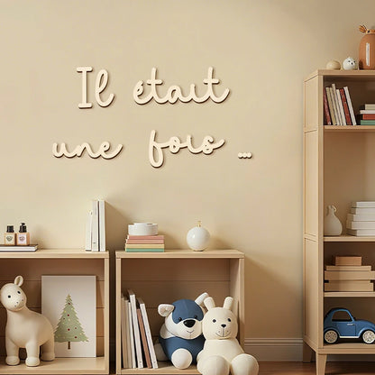 Once Upon A Time Sign Wooden Wall Sticker Wood Wall Stickers Wall Decor Wood Lettering for Reading Nook or Room Decoration