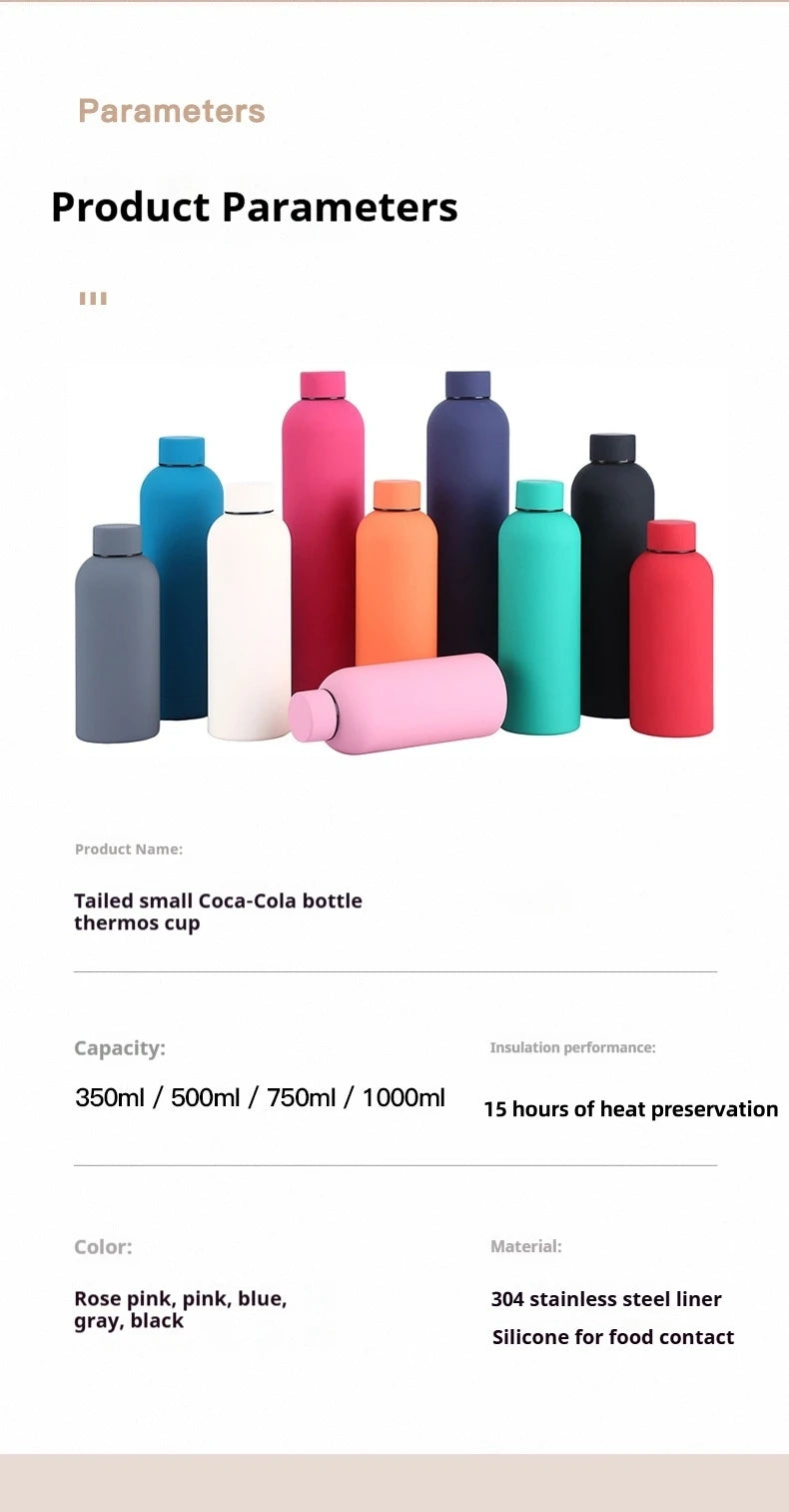 350-750ML Stainless Steel Thermos Cup Portable Small Mouth Water Cup Travel Outdoor Sports Water Bottle Vacuum Flask Gym Kettle
