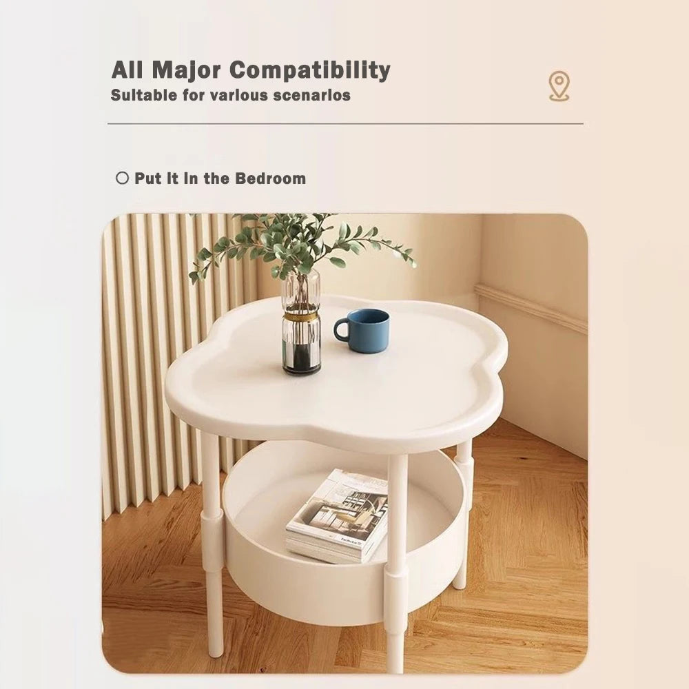 Trendy 40*40CM Side Table Plastic Samll End Table With Storage Easy to Assemble Bedside Table for Living Room