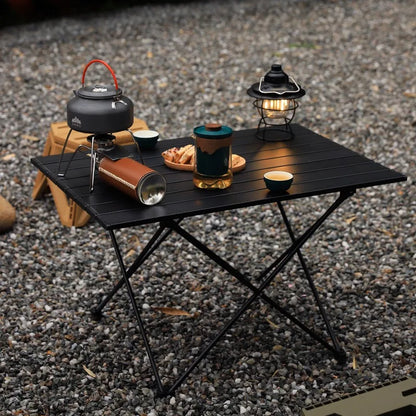 Black Aluminium Alloy Folding Camping Table Desk - Lightweight Rolling 3 Size Options Available