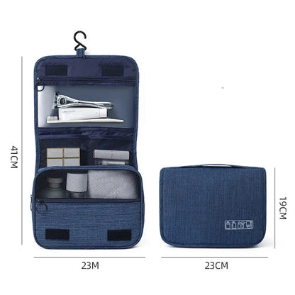 Hanging Toiletry Bag for Travel – Water-Resistant Oxford Wash Pouch, Folds Flat, Unisex Cosmetic Organizer