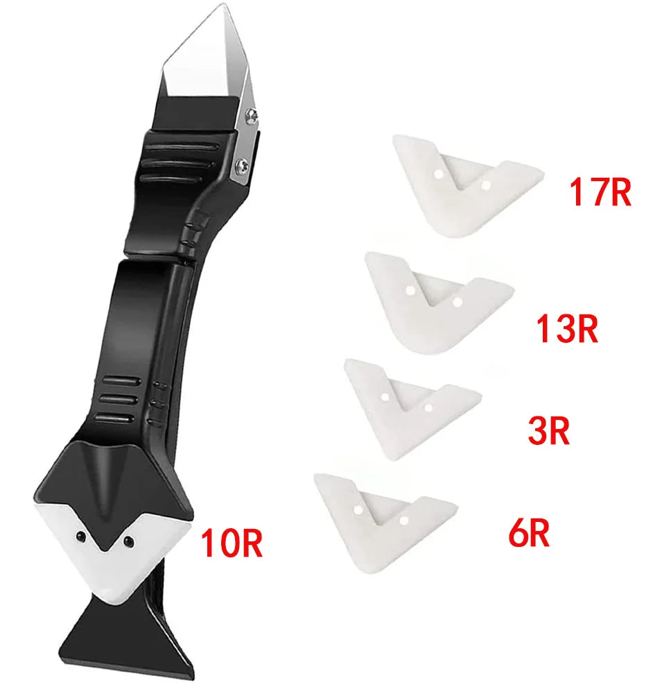5In1 Silicone Scraper Caulk Tools Glass Glue Angle Scraper Stainless Steelhead Finisher Sealant Scraper Remove Scraper Grout Ki