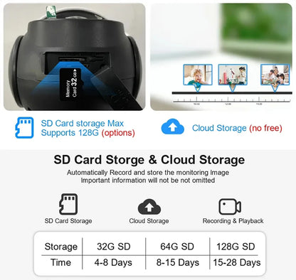 XIAOVV 4G Sim 6MP Solar Outdoor Cameras  PTZ Surveillance Outdoor Waterproof Security Cams Color Night Vision Smart Home
