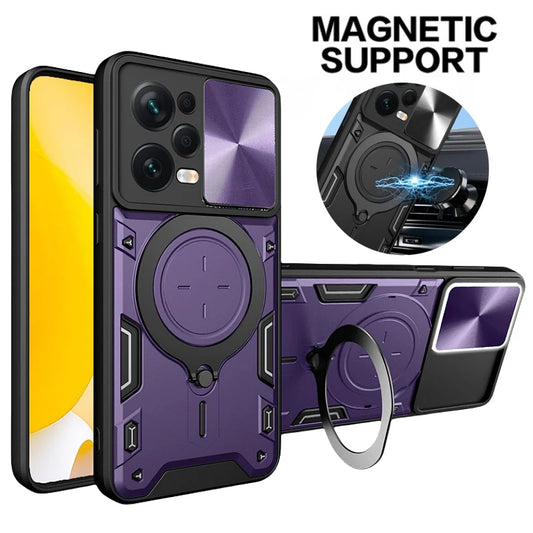 Armor Funda For Xiaomi Redmi Note 12 Pro 5G Case Slide Lens Protect Ring Stand Back Cover For Redmy Note12Pro Plus 12Pro 12S 12C