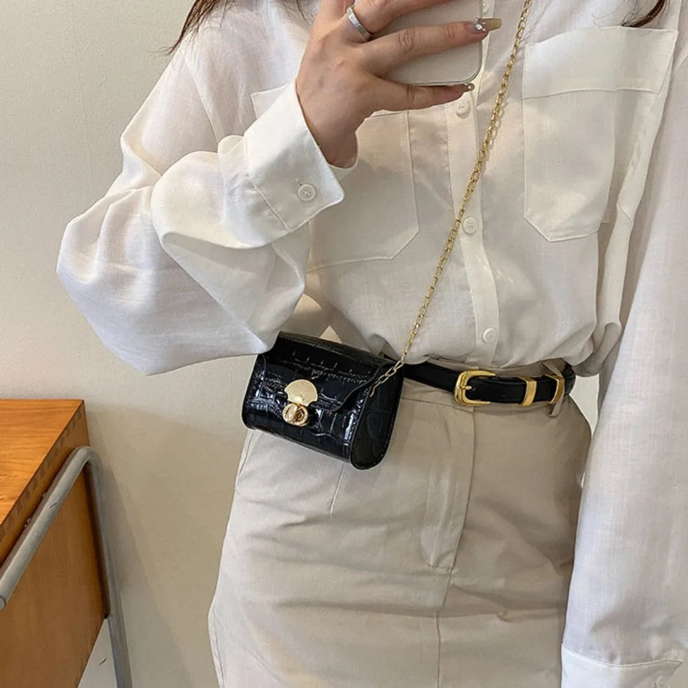Trendy Mini Shoulder Bag Casual Chain Messenger Bag Daily Commuting Bag Lipstick Coin Purse