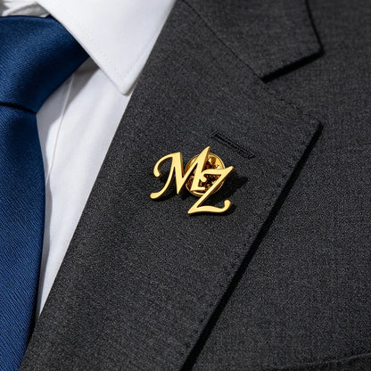 Customized Initial Letter Brooch Fashion Stainless Steel Customized Initial Letter Brooch Personalized Men's Jewelry Gift