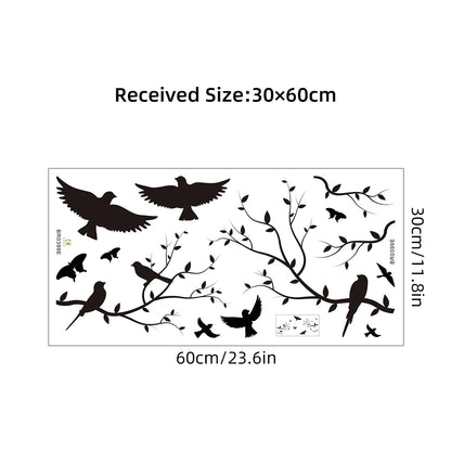 1Pc Branch Bird Silhouette Wall Stickers for Kids Room Decoration Living Room Decor Children's Home Bedroom Wall Decals DIY