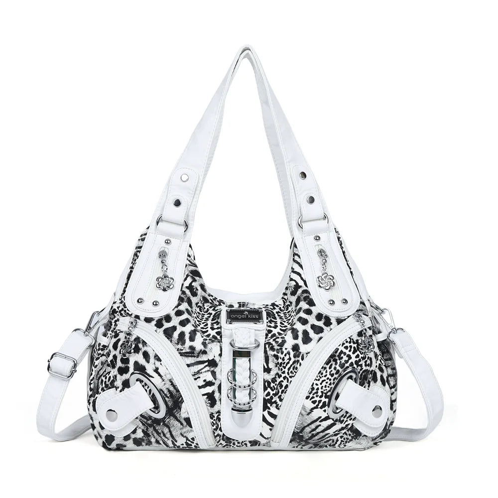 Versatile Women Handbags Leopard Shoulder Bag Top-handle Bag Fashion Satchel Dumpling Pack Shoulder Bag Large Tote Bag Purse
