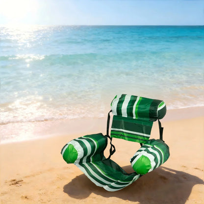 Adult Foldable Water Hammock Chair – Inflatable Pool Lounge with Armrests, Portable Float for Sunbathing & Fun