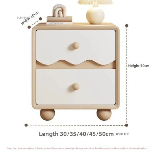 Cream Wood Children's Nightstands Cute Dormitory Storage Bedside Tables Home Children's Storage Cabinets for Bedroom Furniture