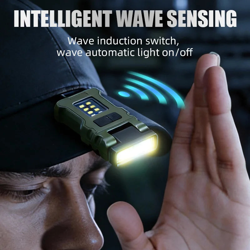 Portable LED Work Light Clip On Hat Light, Mini USB Rechargeable EDC Flashlight for Fishing Home Emergency Camping Headlamp
