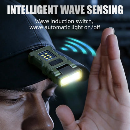 Portable LED Work Light Clip On Hat Light, Mini USB Rechargeable EDC Flashlight for Fishing Home Emergency Camping Headlamp