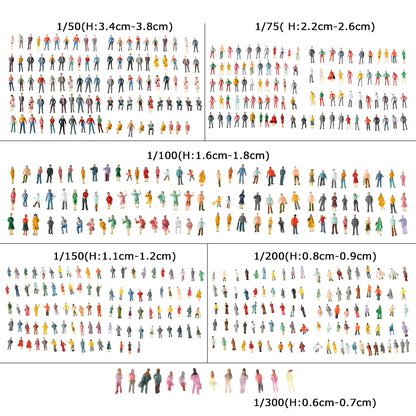 100Pcs/Bag 1:100/1:150/1:75/1:50 Scale Plastic People Figures Model Building Passengers DIY Character Mixed Color Pose Kids Toys