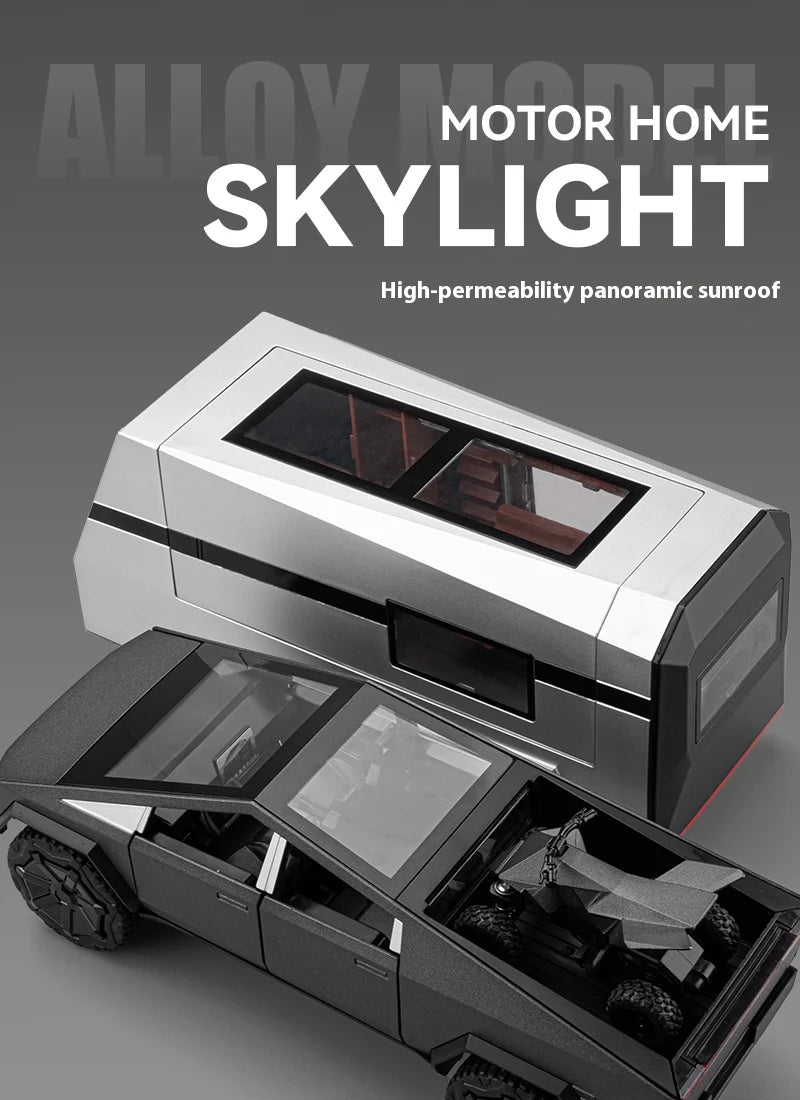 Cyber Truck Pickup Trailer RV Metal Alloy Toy Car Model Die-Casting Off-Road Vehicle Men's Gift Collection Truck Ornaments
