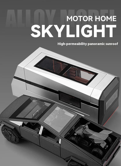 Cyber Truck Pickup Trailer RV Metal Alloy Toy Car Model Die-Casting Off-Road Vehicle Men's Gift Collection Truck Ornaments