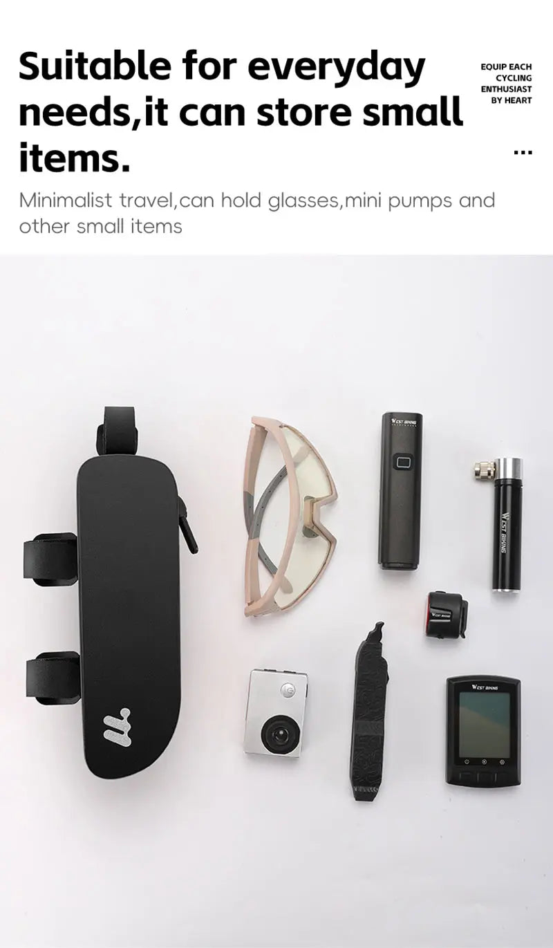 WEST BIKING Bicycle Top Tube Bag Aerodynamic Low Drag Fit Bike Frame Zip Bag Waterproof Wind-breaking Ultralight Cycling Bags