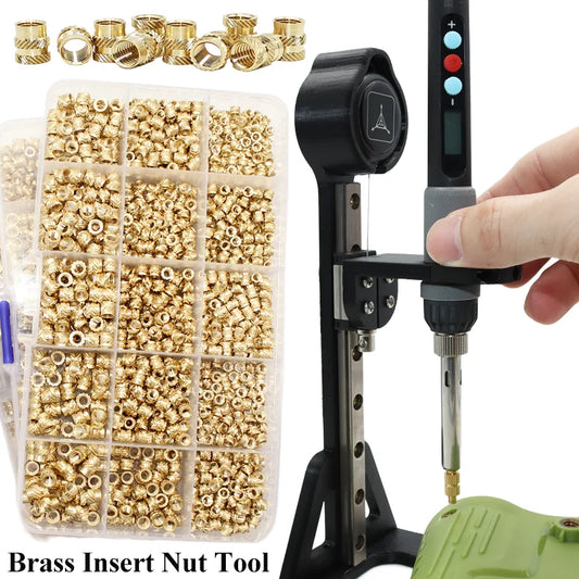 Heat Set Inserts Tool M2 M3 M4 M5 Brass Threaded Insert Nut Digital Soldering Iron for 3D Printing Plastic PCB Welding Press Nut