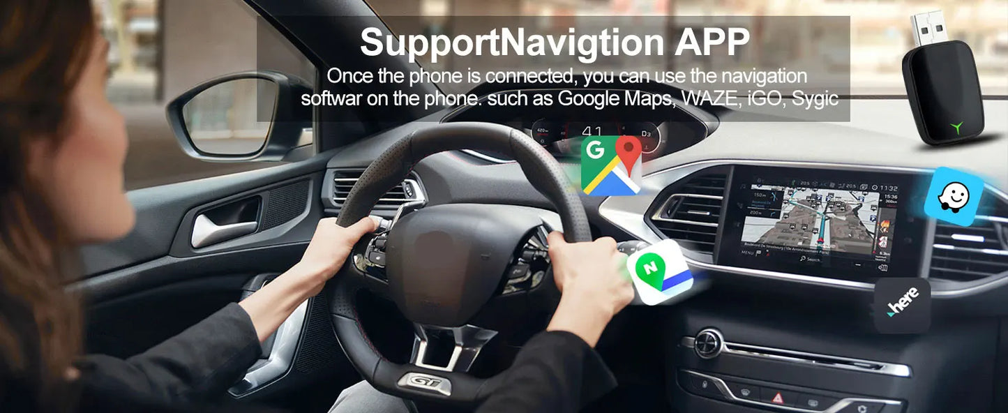 Mini Wireless Carplay Adapter Android Auto AI Smart USB Dongle 2 in 1  WiFi Fast Connect for Benz Chevrolet Ford Honda Toyota