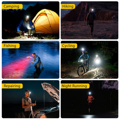 Wurkkos HD16 Headlamp 2500 lm featuring red and white light modes and a sensor powered by an 18650 battery with USB-C charging