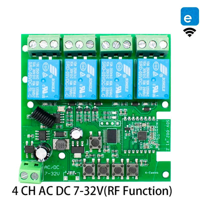 Tuya / Ewelink 4CH WiFi / Zigbee Smart Relay Switch Module 4 Channel AC DC 7-32V 85-250V RF433 Receiver for Alexa Google Home