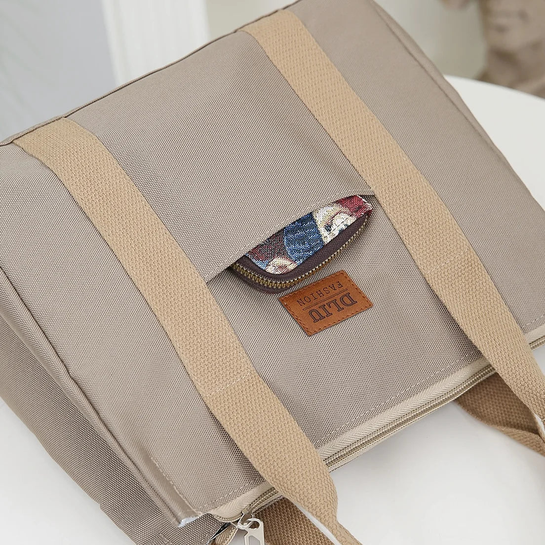 Solid Color Lunch Bag, Tote Bag with Foil Inner Zipper Closure Large Capacity Portable, Work, School, Utility Bag with Meals