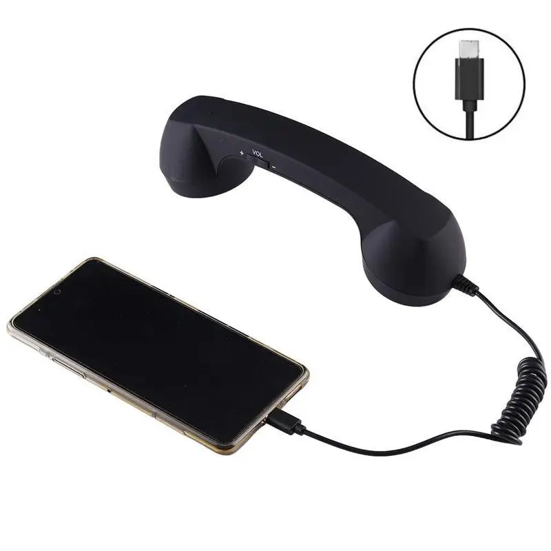 3.5mm Universal Retro Telephone Handset Retro Telephone Receiver Handset Mini Microphone Speaker for Mobile Phones Computers