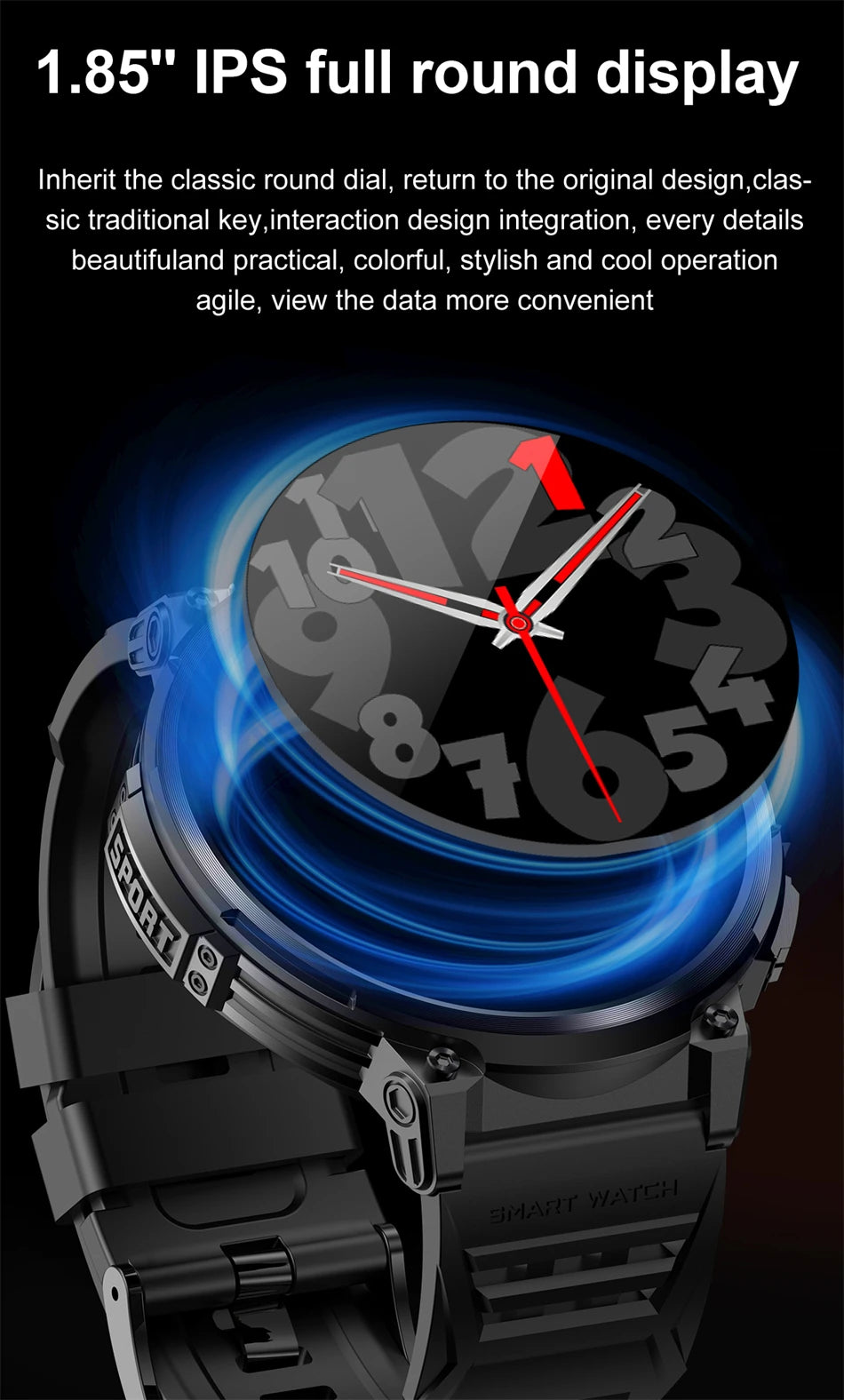 LIGE 1.85-inch AMOLED Smart Watch Men with LED Flashlight IP68 Waterproof Smartwatch 730mAh Bluetooth Call Smartwatches For Men