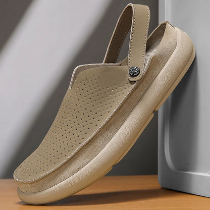 Men's Breathable perforated casual Dress sandals summer lightweight soft sole outdoor walking shoes fashion comfort tide shoes