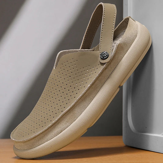 Men's Breathable perforated casual Dress sandals summer lightweight soft sole outdoor walking shoes fashion comfort tide shoes