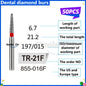 50Pcs Dental Dentist Diamond Burs Drill FG 1.6mm Bur for High Speed Handpiece FG Dental Bur Stomatology Dentistry Grinding Tools