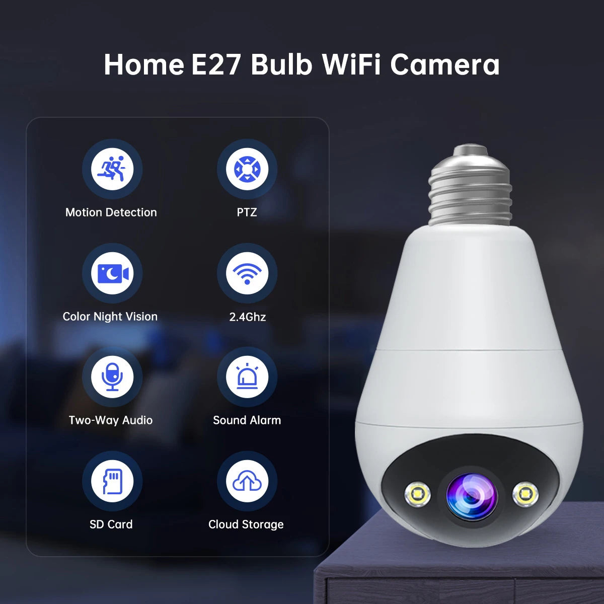 JOOAN 5MP E27 Bulb Wifi Camera Indoor Auto Tracking Night Vision Security Camera Two-way Audio Surveillance IP Camera