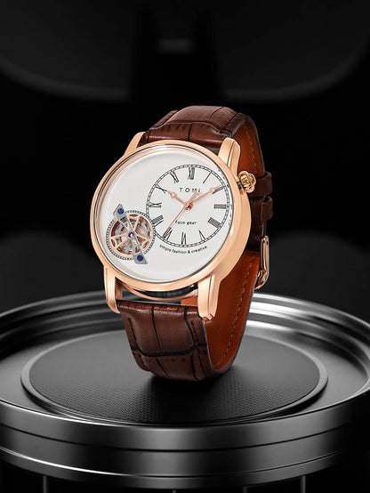 TOMI Set Gift Box Luxury and Fashionable Men's Quartz Watch Leisure Calendar Double Strap Quartz Watch Festival Gift