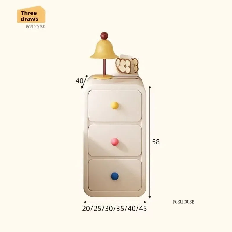 Cute Solid Wood Children's Nightstands for Children Furniture Dormitory Storage Bedside Tables Narrow Kid's Storage Cabinet